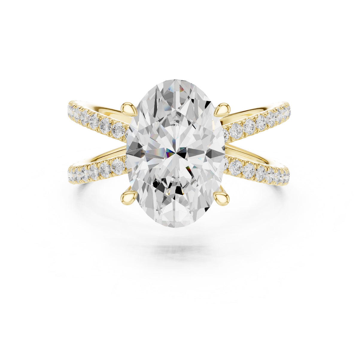 2.50 ct Entwined Embrace Ring 2.5ct Yellow Gold Oval