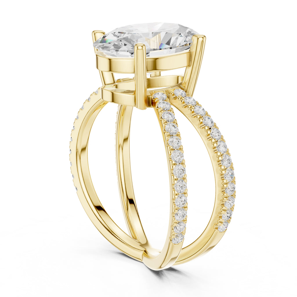 2.50 ct Entwined Embrace Ring 2.5ct Yellow Gold Oval