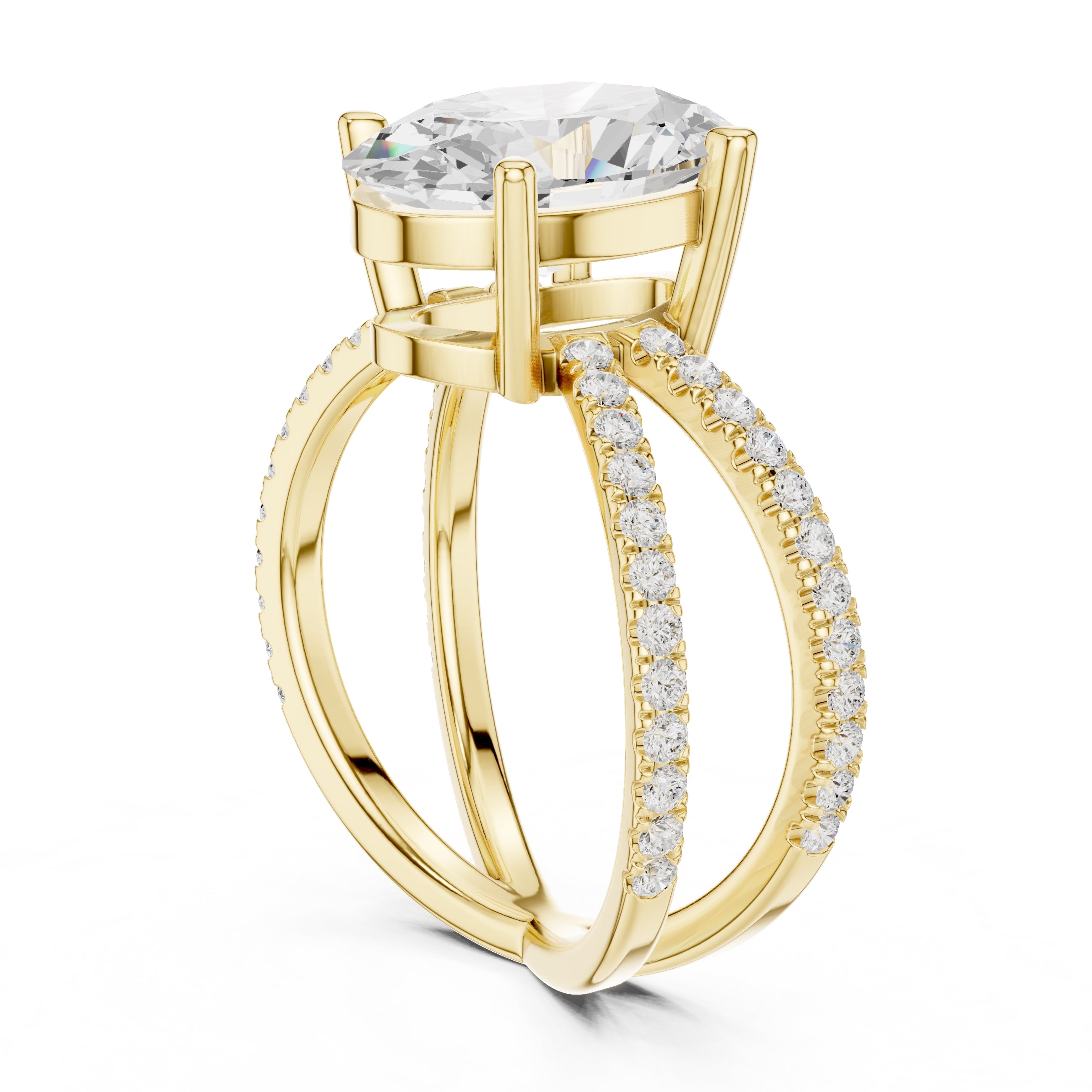 2.50 ct Entwined Embrace Ring 2.5ct Yellow Gold Oval