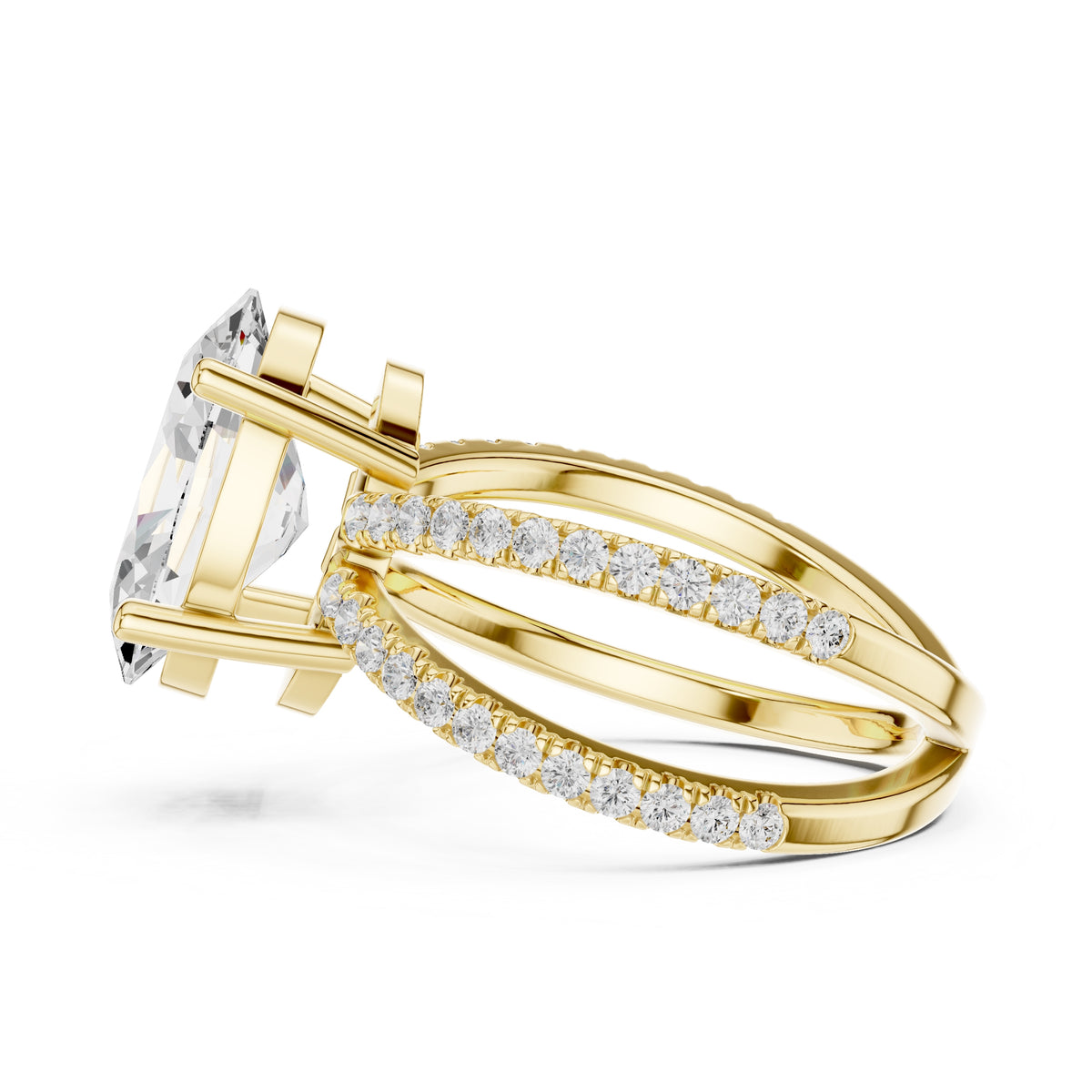 2.50 ct Entwined Embrace Ring 2.5ct Yellow Gold Oval