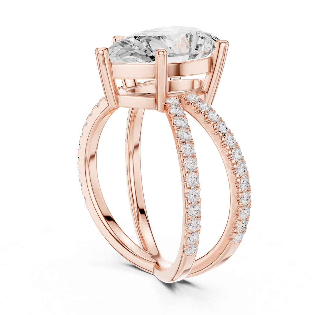 2.50 ct Entwined Embrace Ring 2.5ct Rose Gold Pear