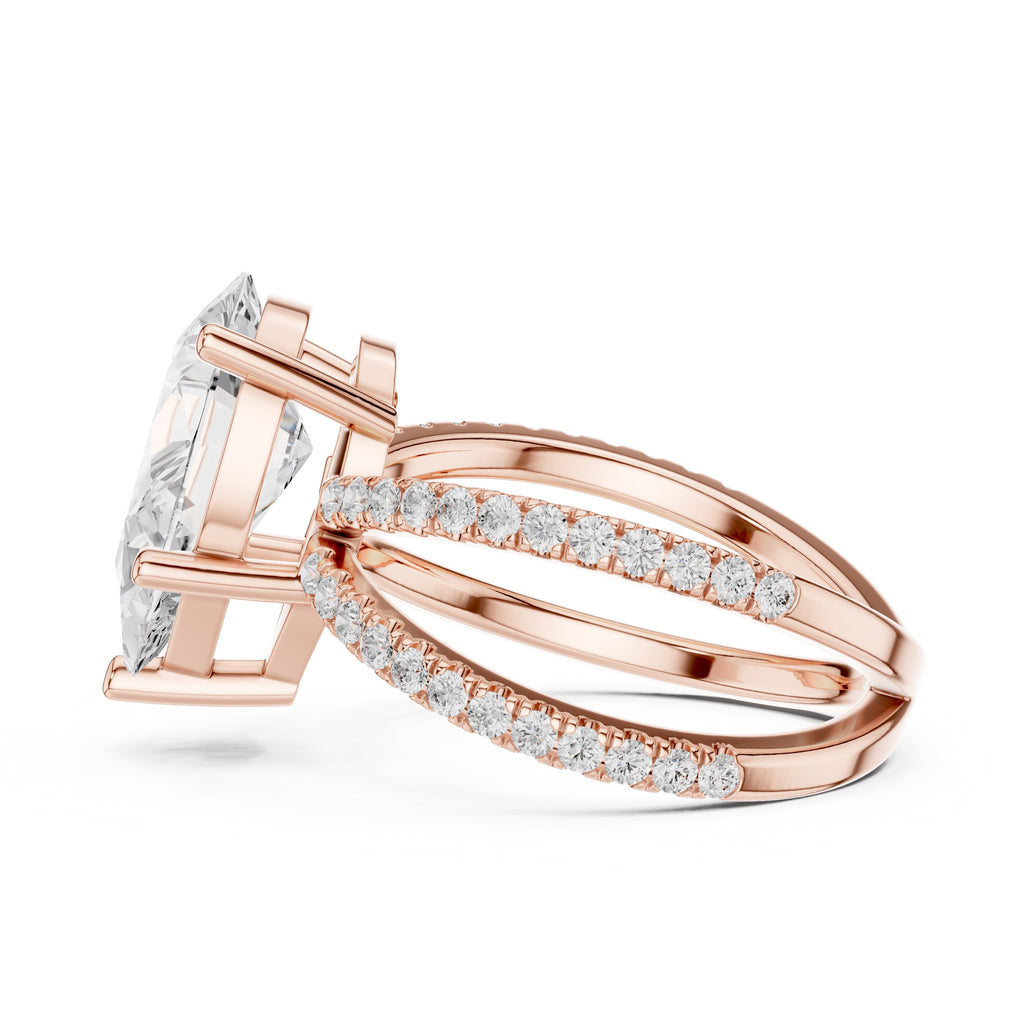 2.50 ct Entwined Embrace Ring 2.5ct Rose Gold Pear
