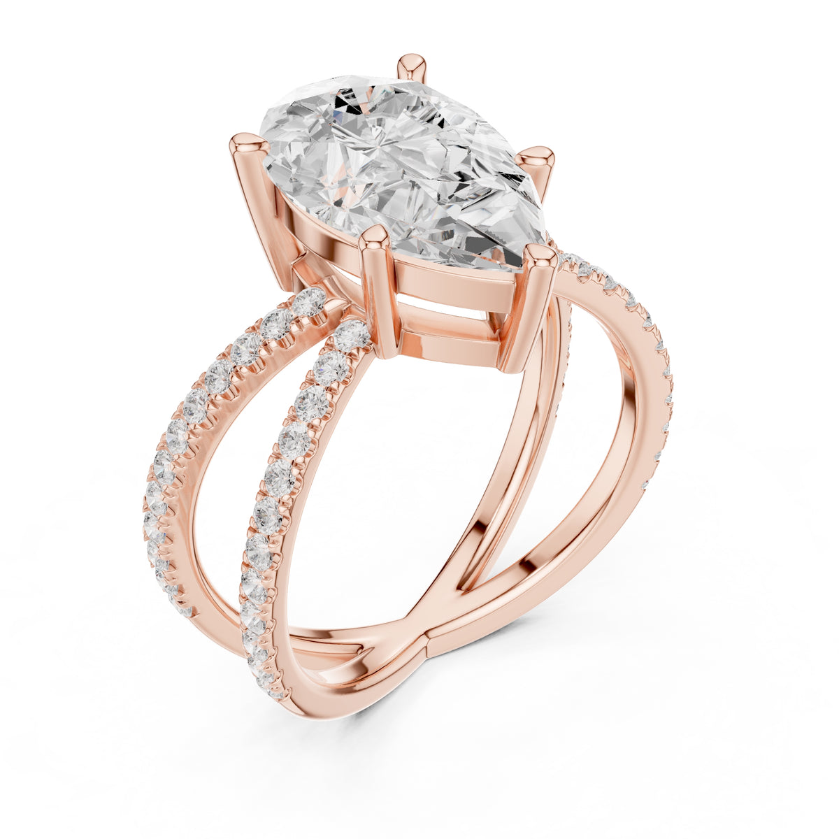 2.50 ct Entwined Embrace Ring 2.5ct Rose Gold Pear