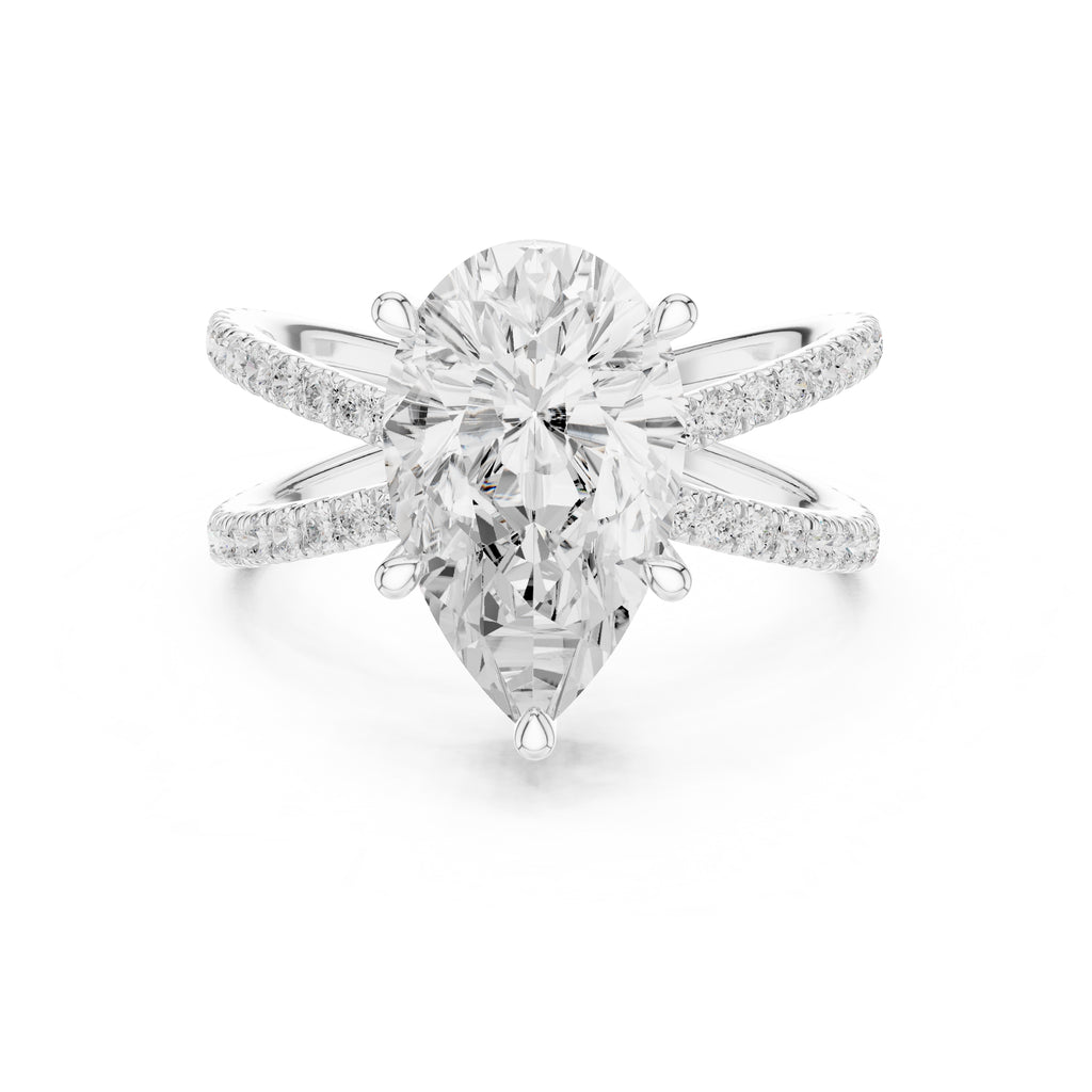 2.50 ct Entwined Embrace Ring 2.5ct White Gold Pear