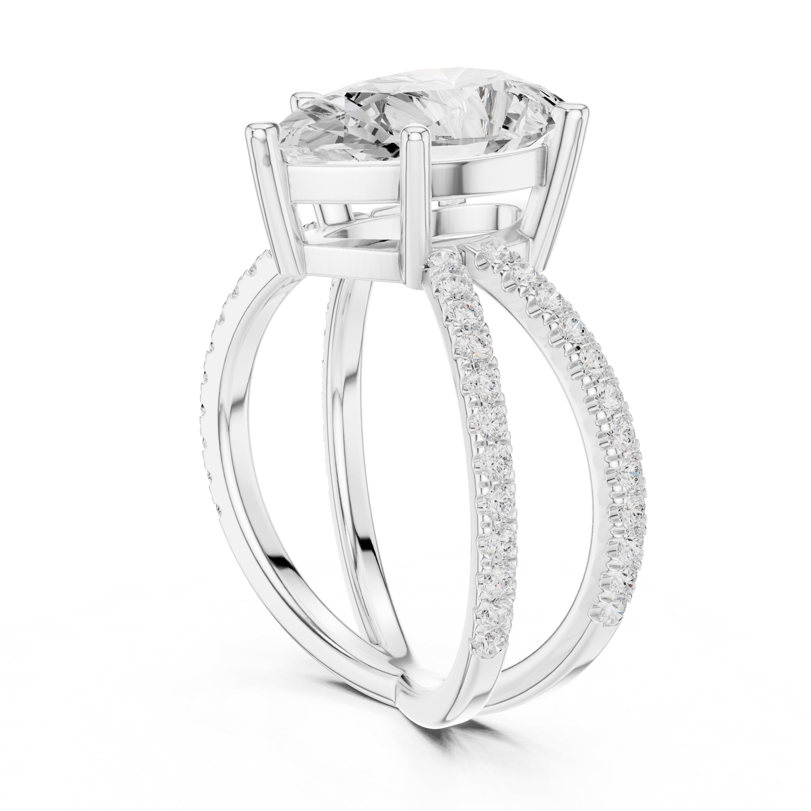 2.50 ct Entwined Embrace Ring 2.5ct White Gold Pear