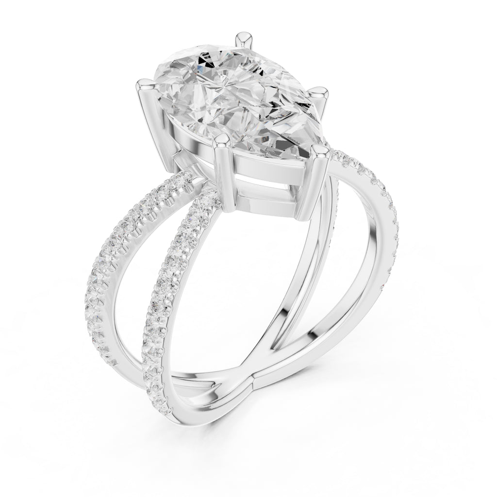 2.50 ct Entwined Embrace Ring 2.5ct White Gold Pear