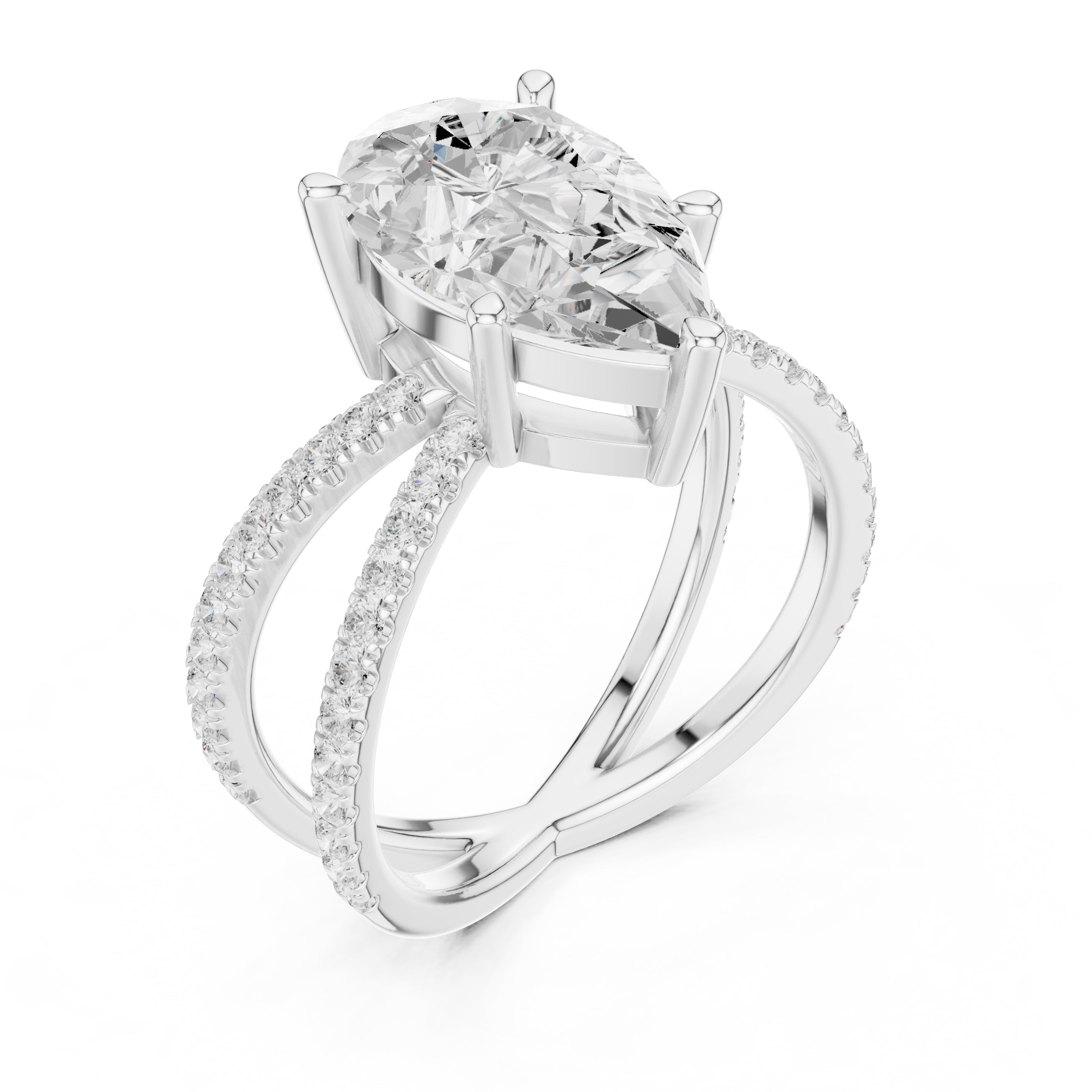 2.50 ct Entwined Embrace Ring 2.5ct White Gold Pear
