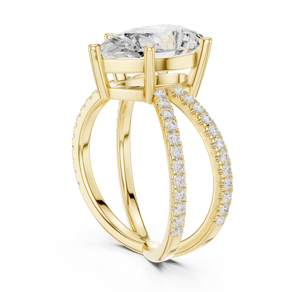 2.50 ct Entwined Embrace Ring 2.5ct Yellow Gold Pear