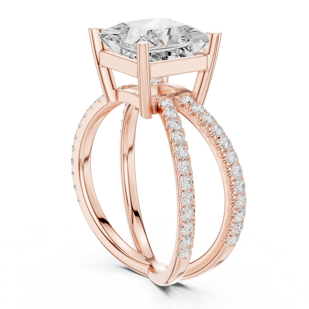 2.50 ct Entwined Embrace Ring 2.5ct Rose Gold Princess