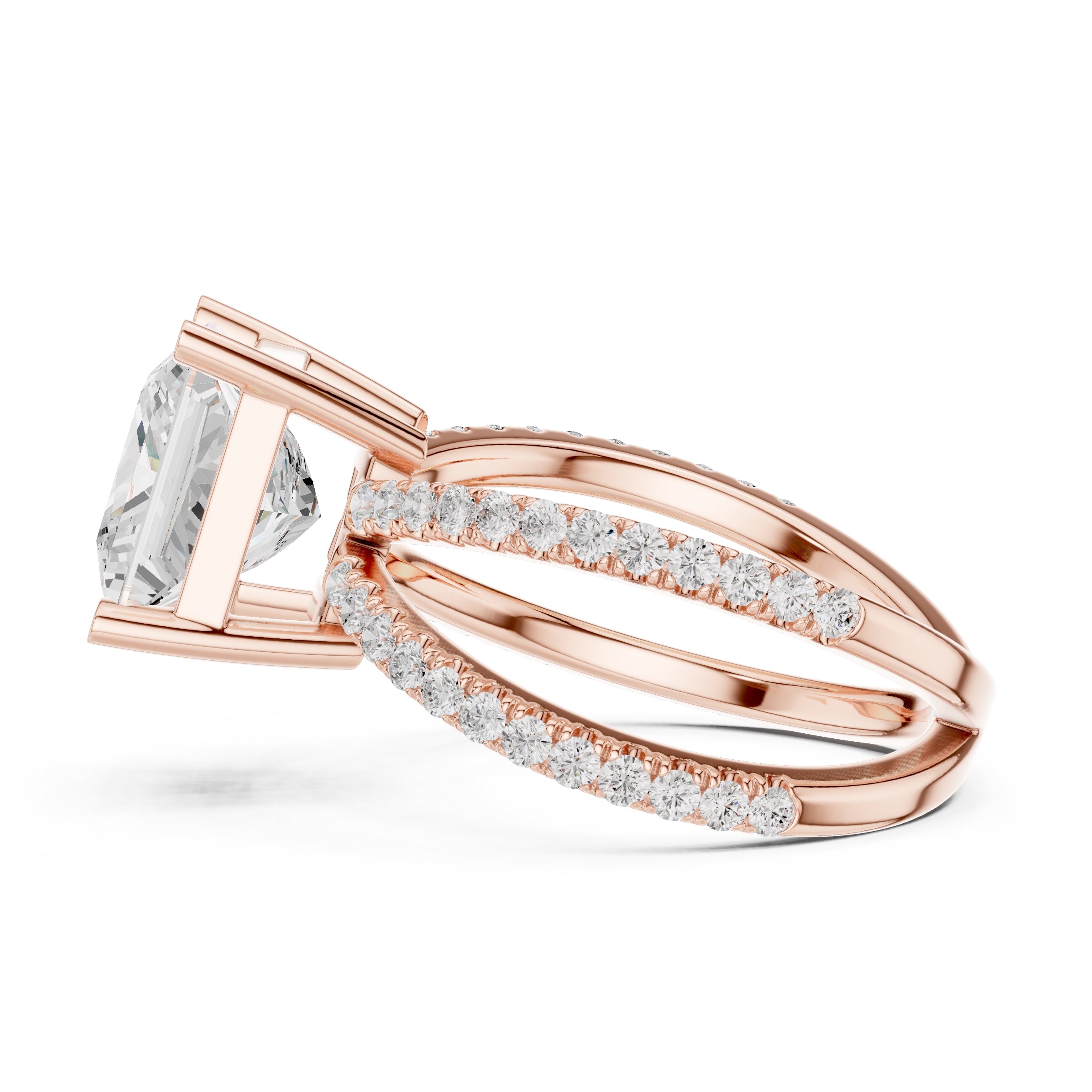 2.50 ct Entwined Embrace Ring 2.5ct Rose Gold Princess