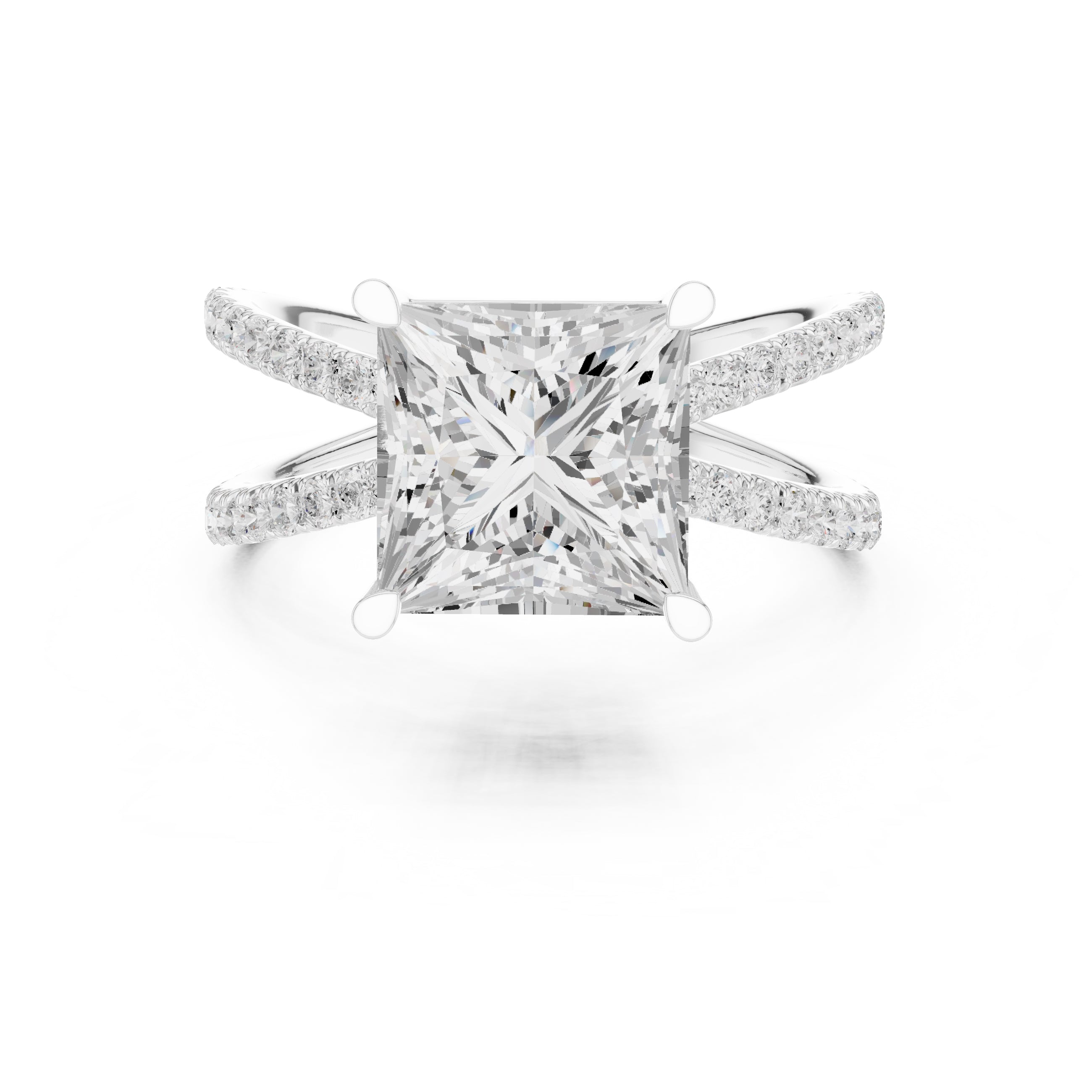 2.50 ct Entwined Embrace Ring 2.5ct White Gold Princess