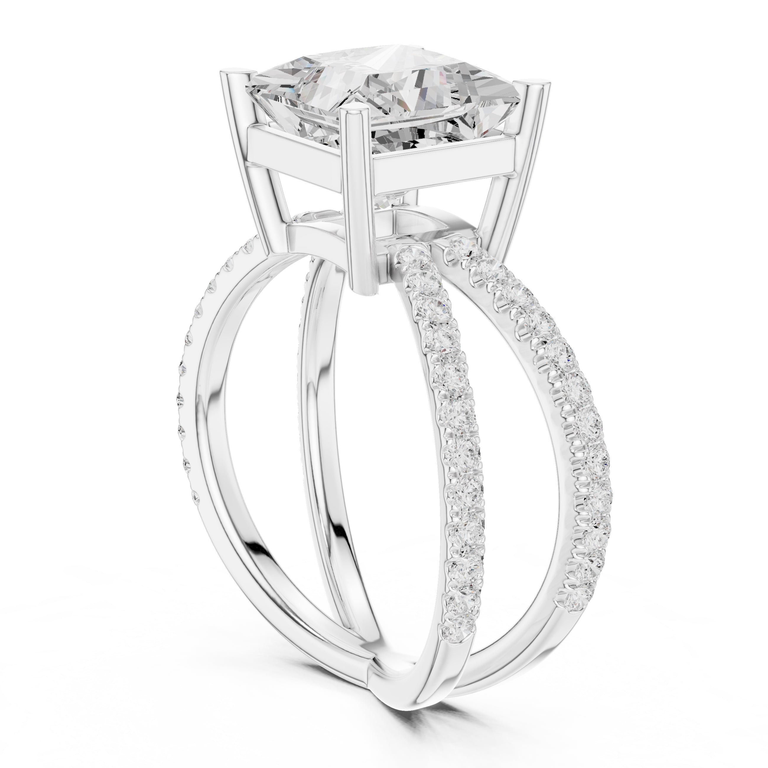 2.50 ct Entwined Embrace Ring 2.5ct White Gold Princess