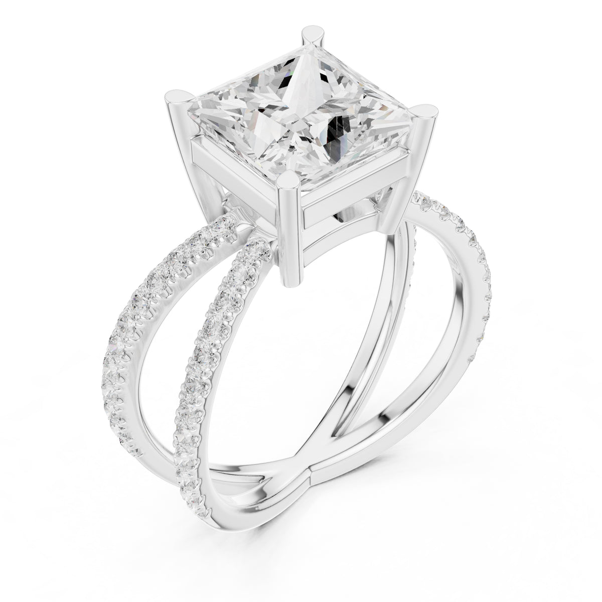 2.50 ct Entwined Embrace Ring 2.5ct White Gold Princess
