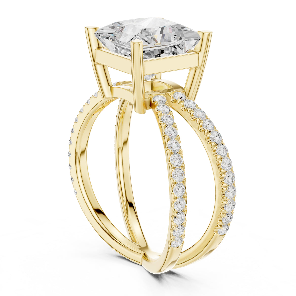 2.50 ct Entwined Embrace Ring 2.5ct Yellow Gold Princess