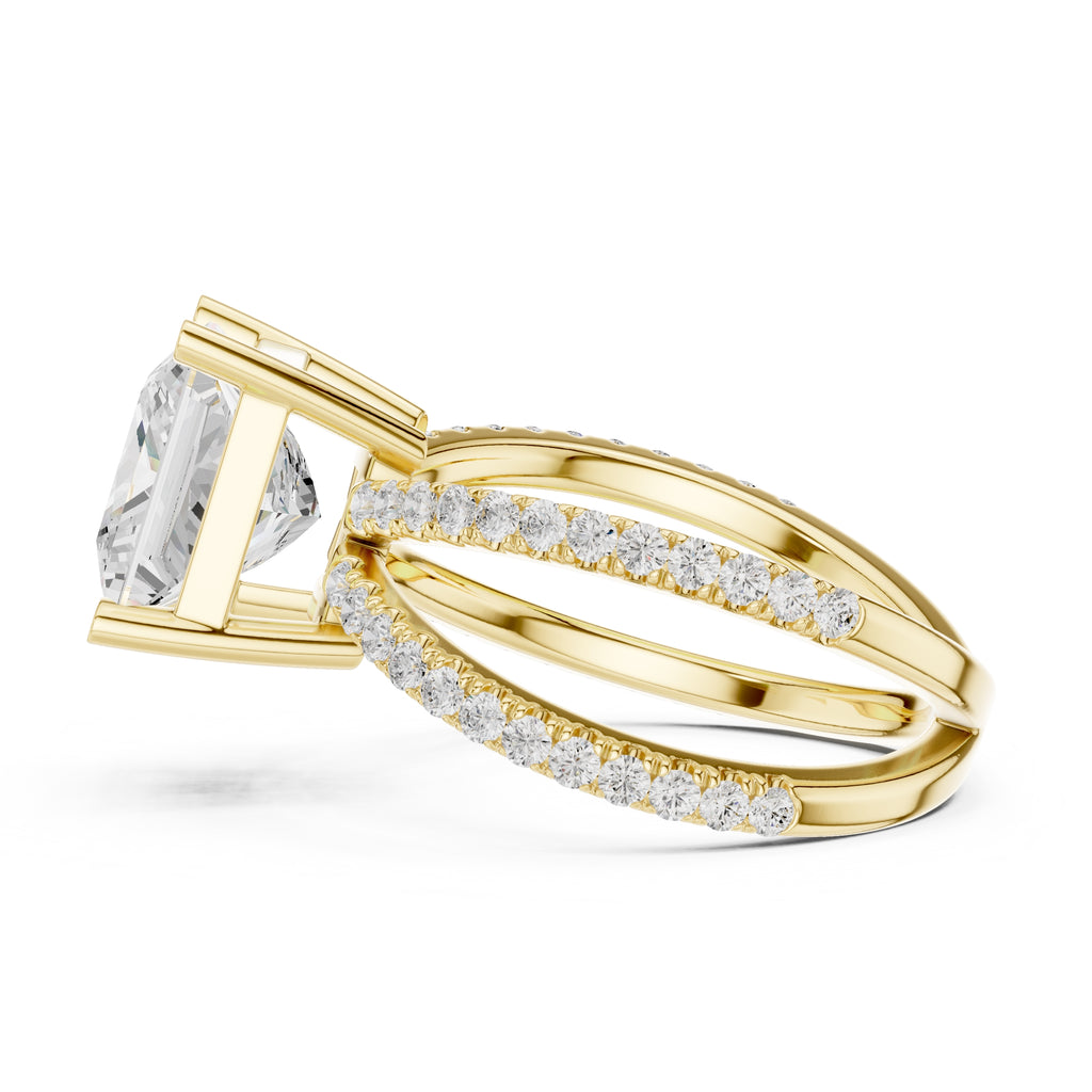2.50 ct Entwined Embrace Ring 2.5ct Yellow Gold Princess