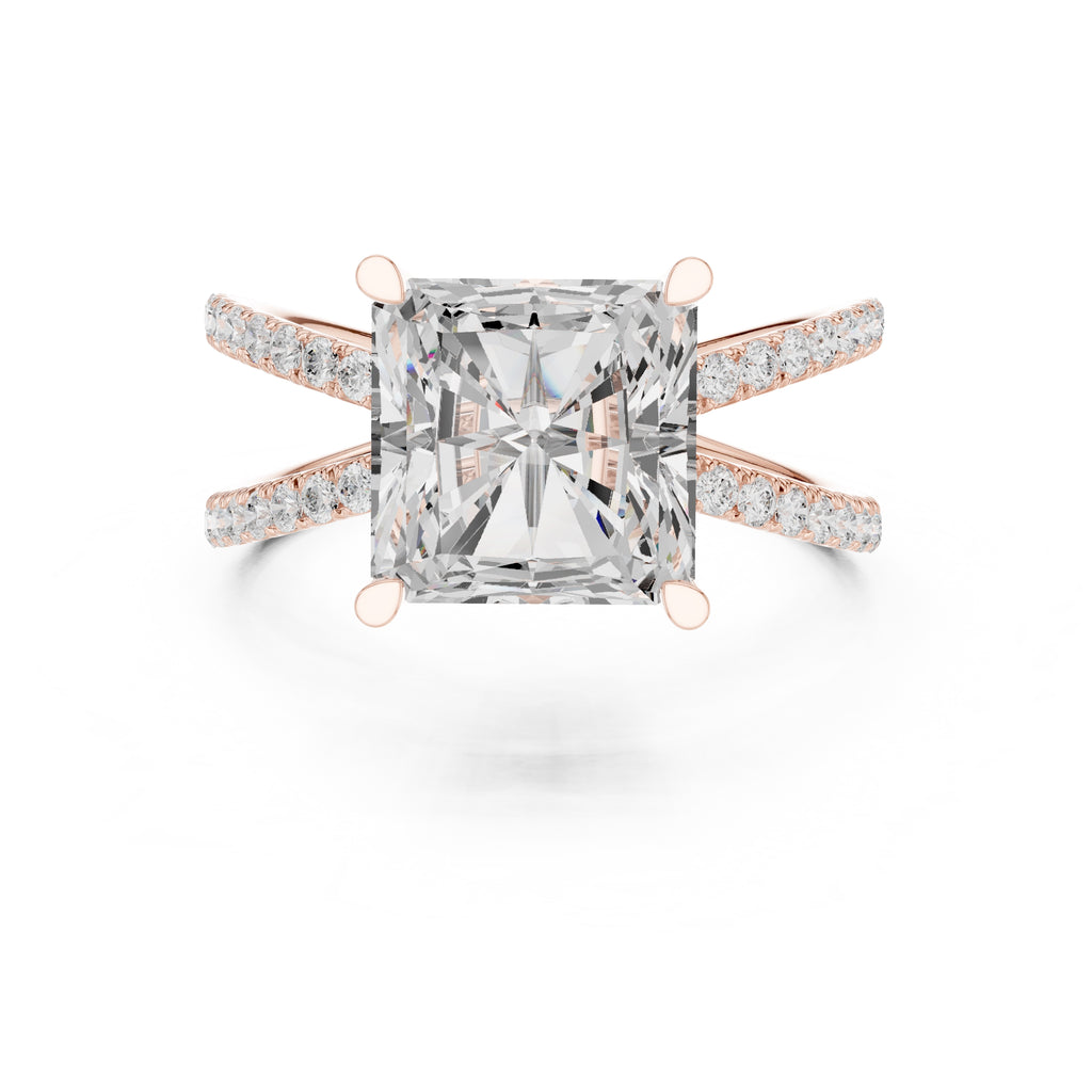 2.50 ct Entwined Embrace Ring 2.5ct Rose Gold Radiant