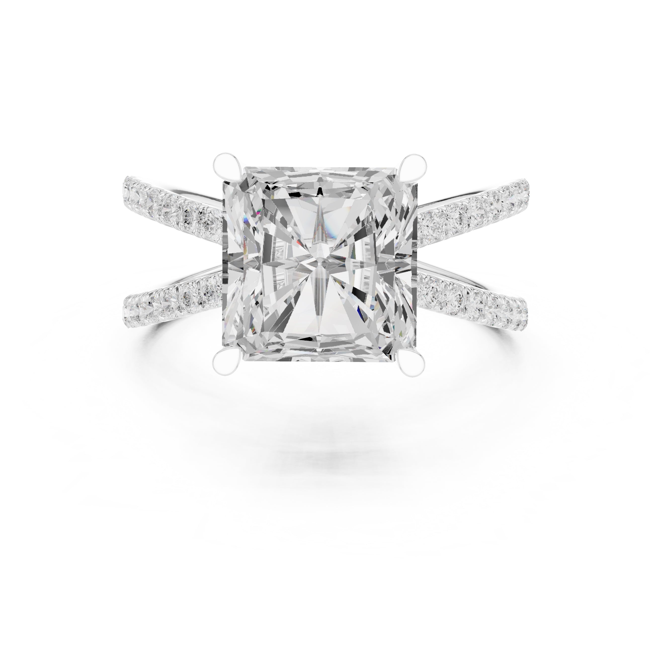 2.50 ct Entwined Embrace Ring 2.5ct White Gold Radiant
