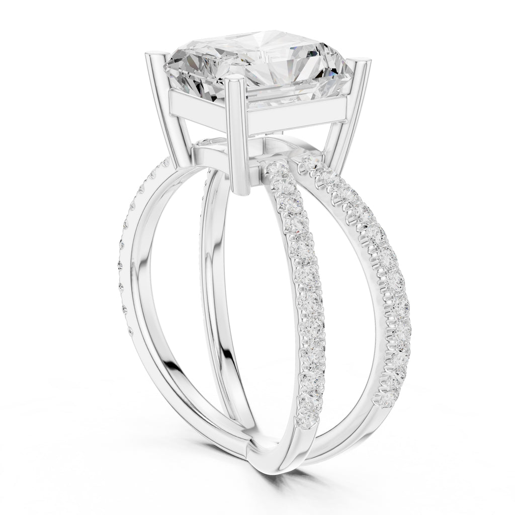 2.50 ct Entwined Embrace Ring 2.5ct White Gold Radiant