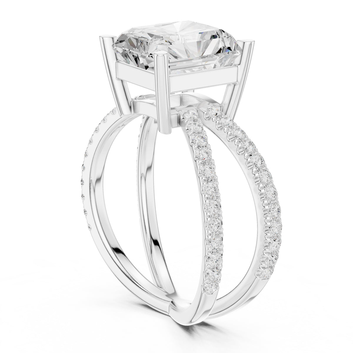 2.50 ct Entwined Embrace Ring 2.5ct White Gold Radiant
