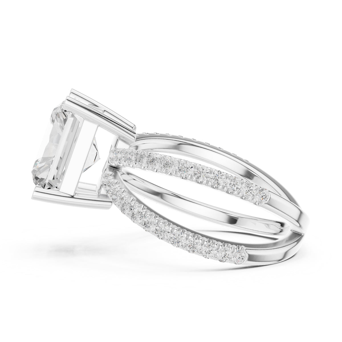2.50 ct Entwined Embrace Ring 2.5ct White Gold Radiant
