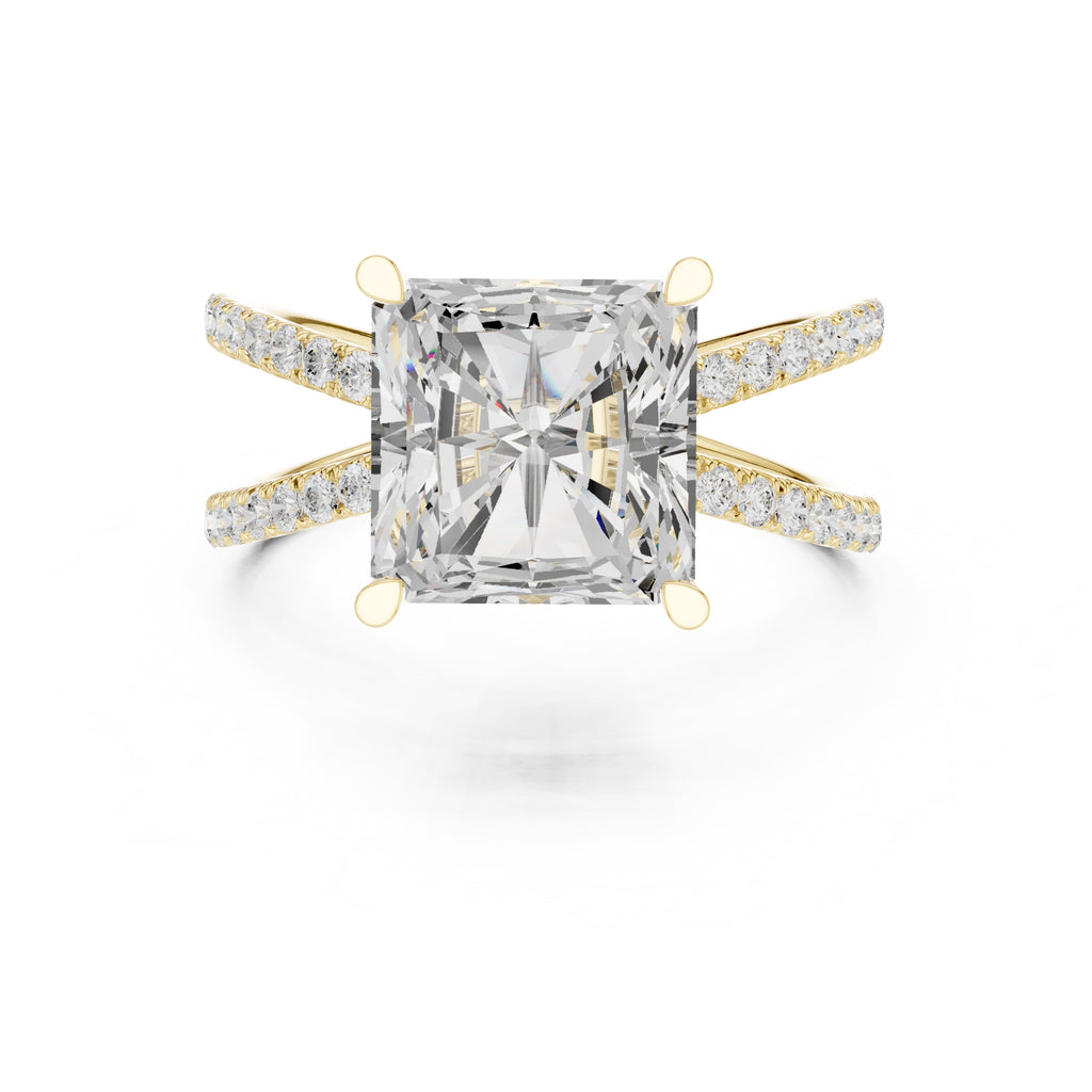 2.50 ct Entwined Embrace Ring 2.5ct Yellow Gold Radiant