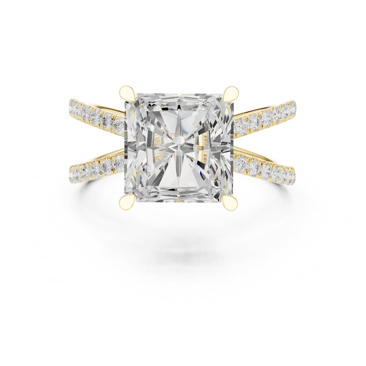 2.50 ct Entwined Embrace Ring 2.5ct Yellow Gold Radiant