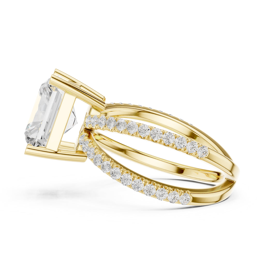 2.50 ct Entwined Embrace Ring 2.5ct Yellow Gold Radiant