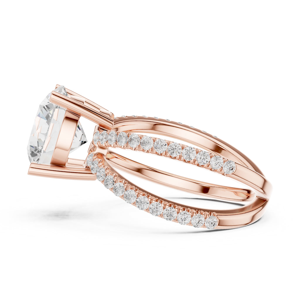 2.50 ct Entwined Embrace Ring 2.5ct Rose Gold Round
