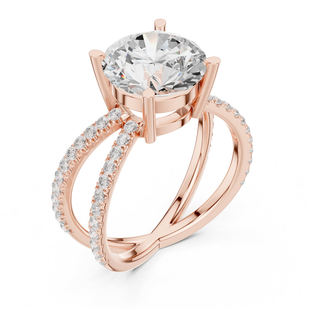 2.50 ct Entwined Embrace Ring 2.5ct Rose Gold Round