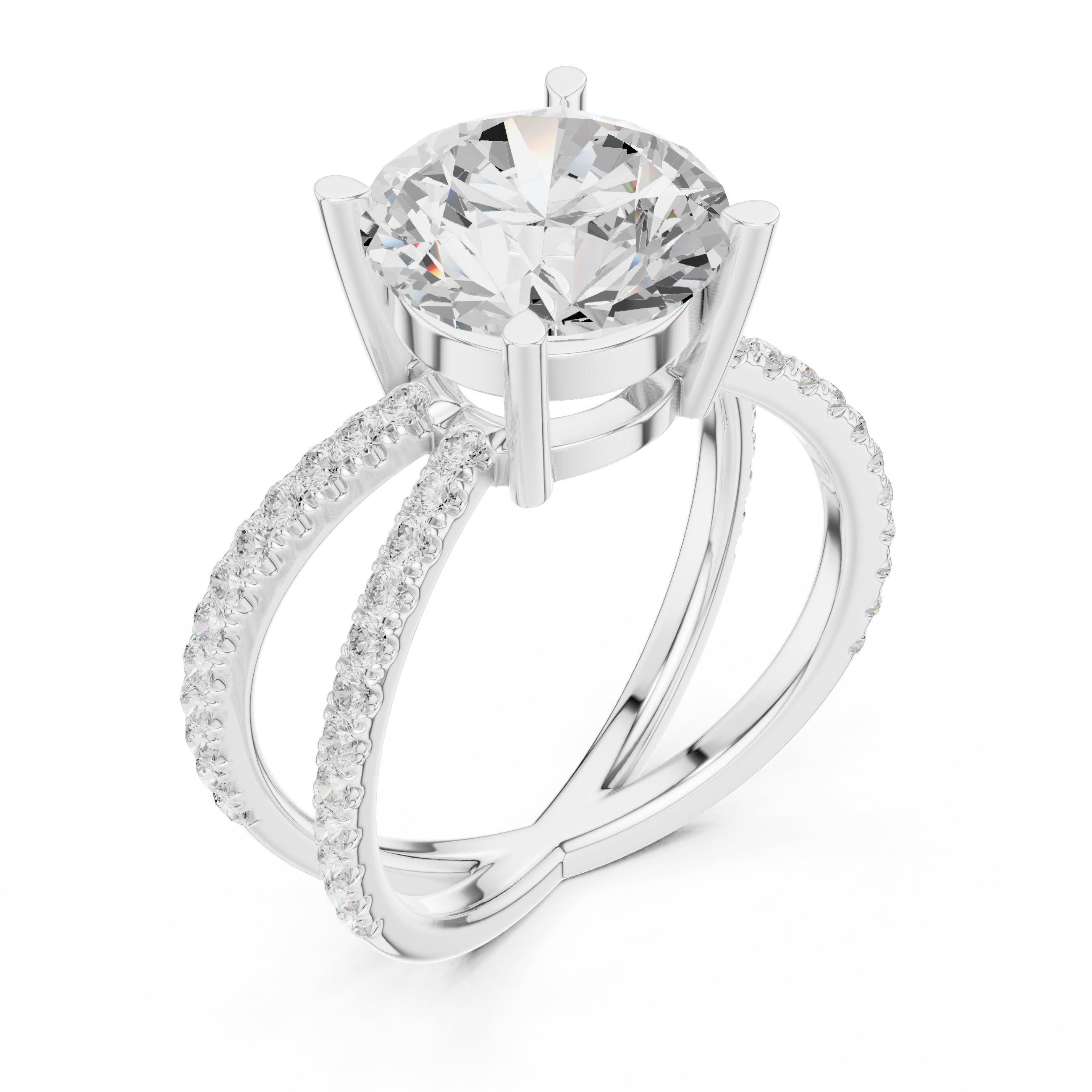 2.50 ct Entwined Embrace Ring 2.5ct White Gold Round