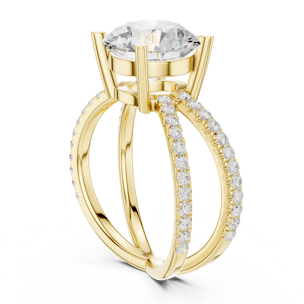 2.50 ct Entwined Embrace Ring 2.5ct Yellow Gold Round