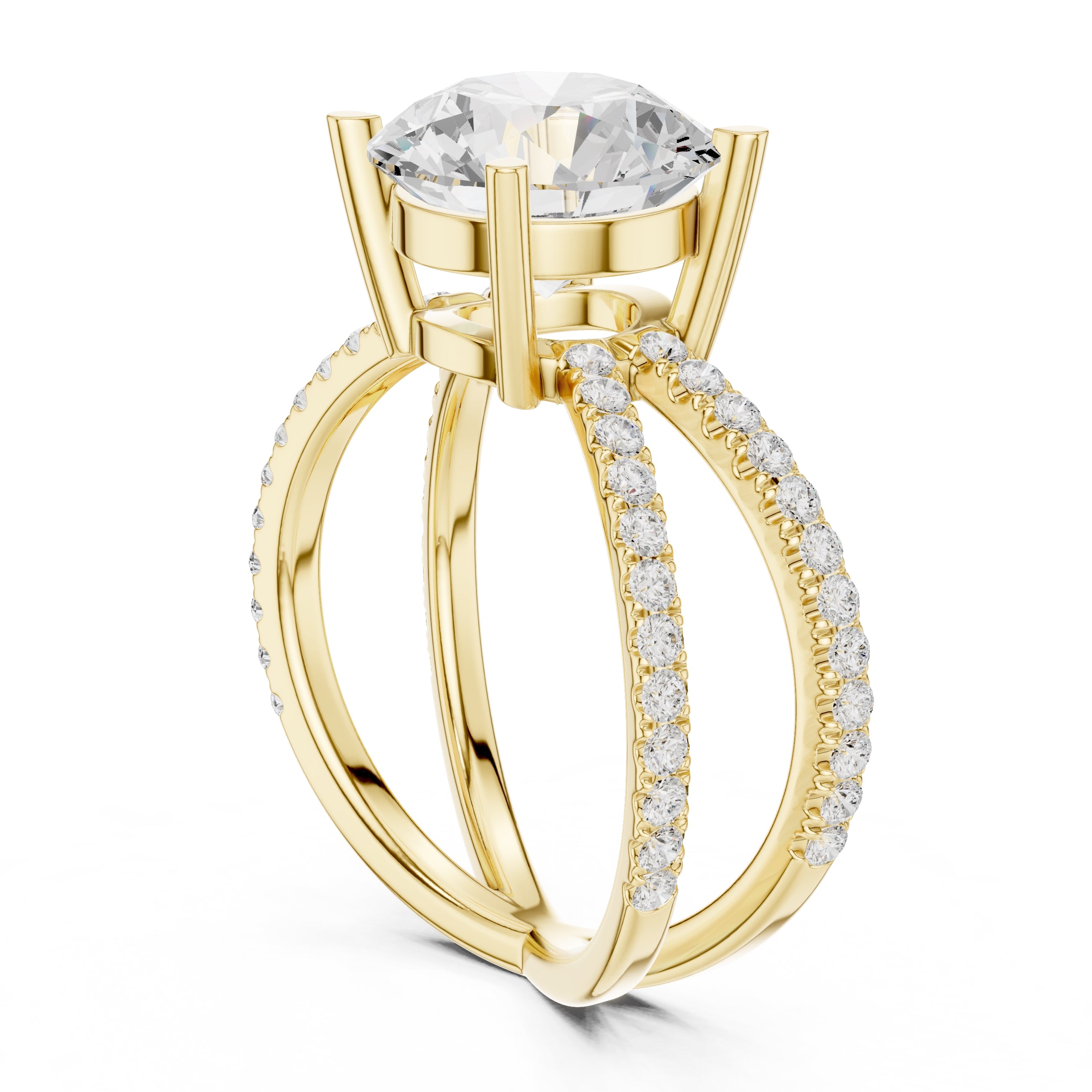 2.50 ct Entwined Embrace Ring 2.5ct Yellow Gold Round