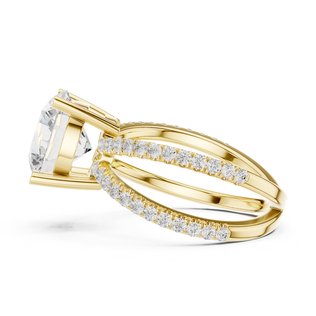 2.50 ct Entwined Embrace Ring 2.5ct Yellow Gold Round