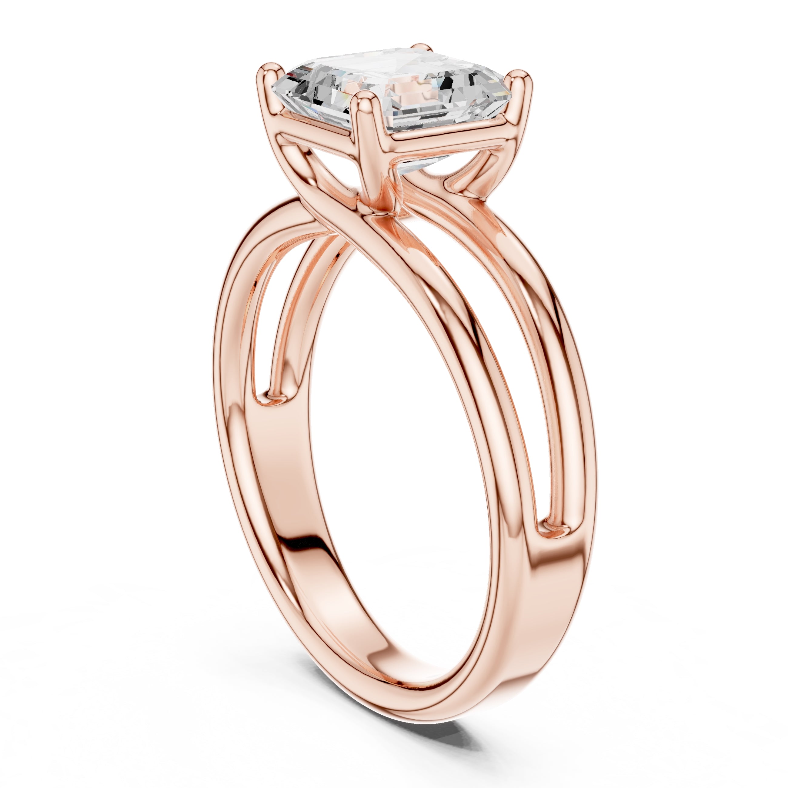 2.00 ct Floating Horizon Ring 2ct Rose Gold Asscher