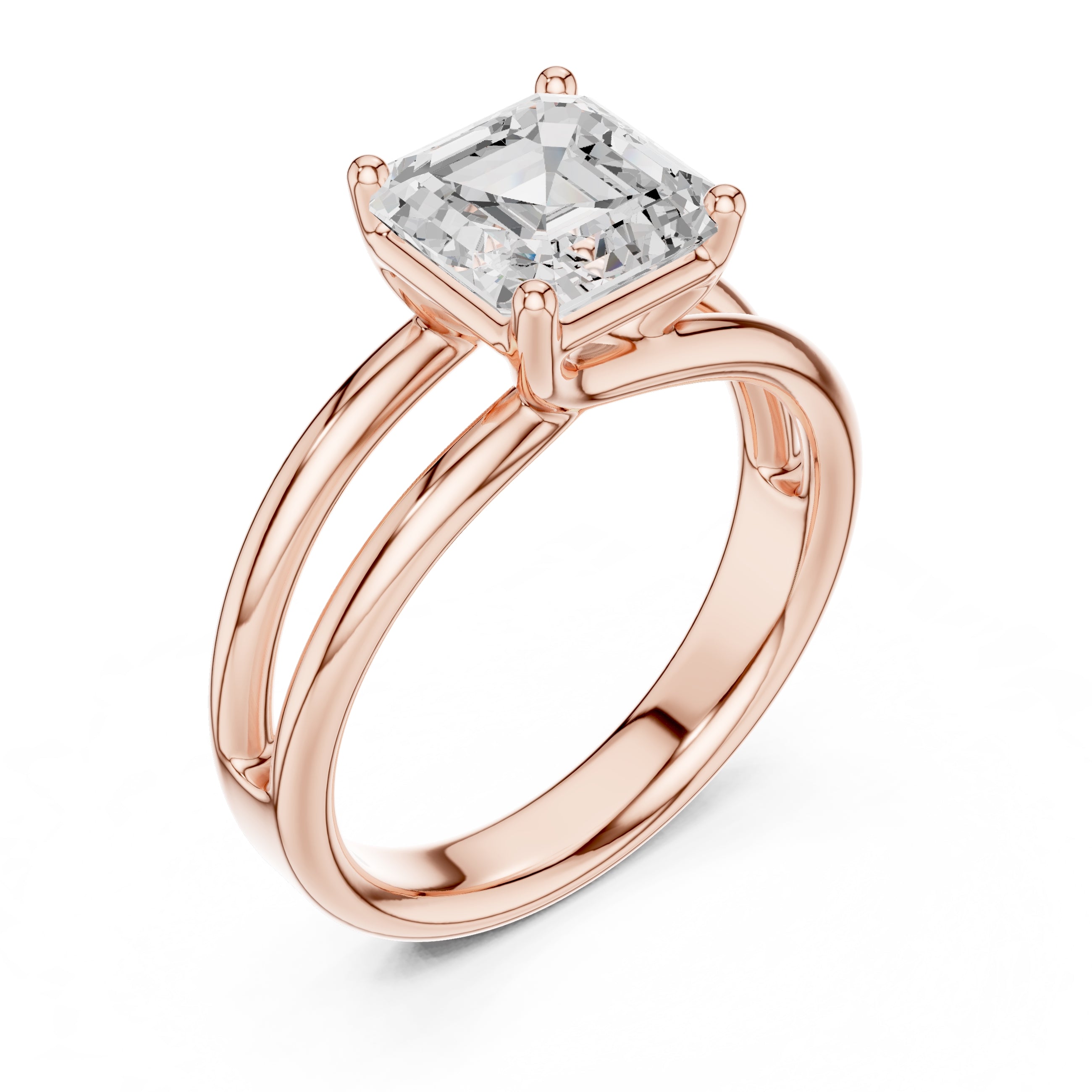 2.00 ct Floating Horizon Ring 2ct Rose Gold Asscher
