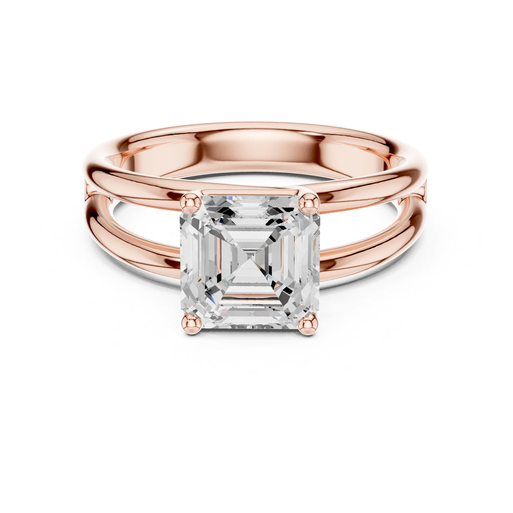 2.00 ct Floating Horizon Ring 2ct Rose Gold Asscher