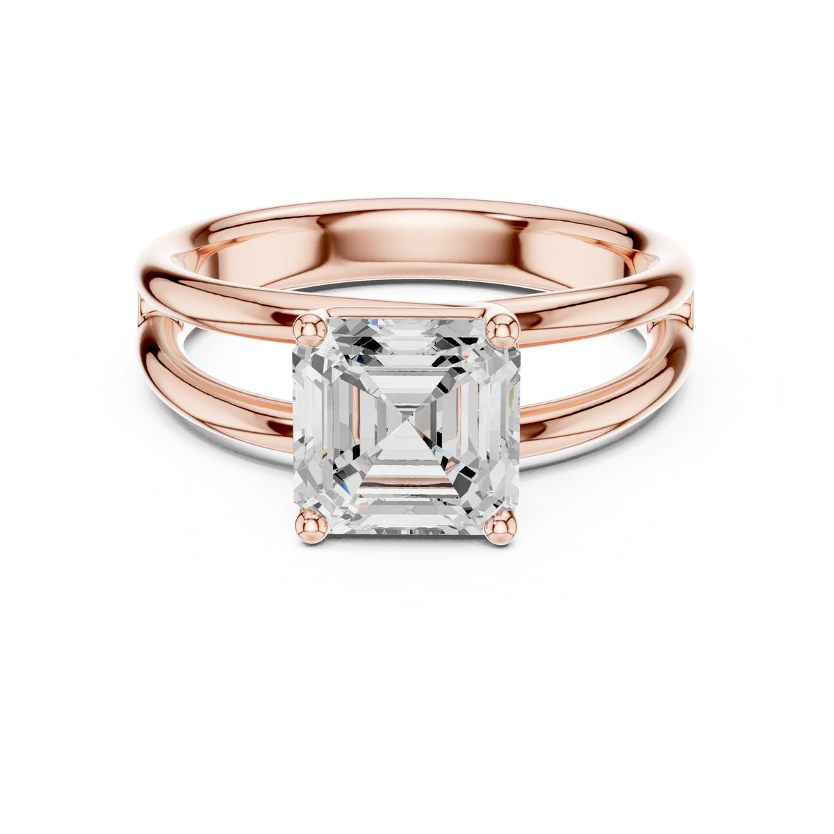 2.00 ct Floating Horizon Ring 2ct Rose Gold Asscher