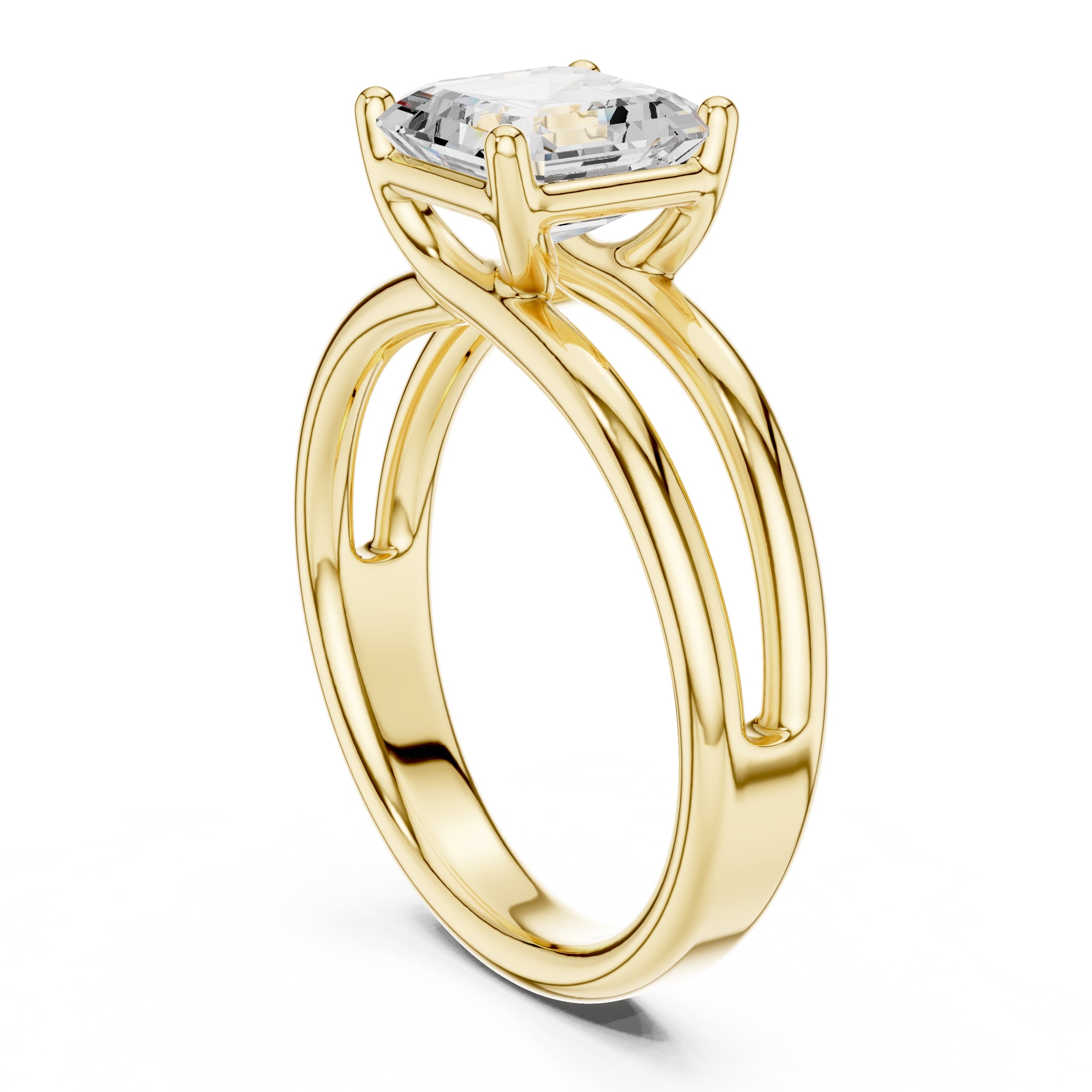2.00 ct Floating Horizon Ring 2ct Yellow Gold Asscher
