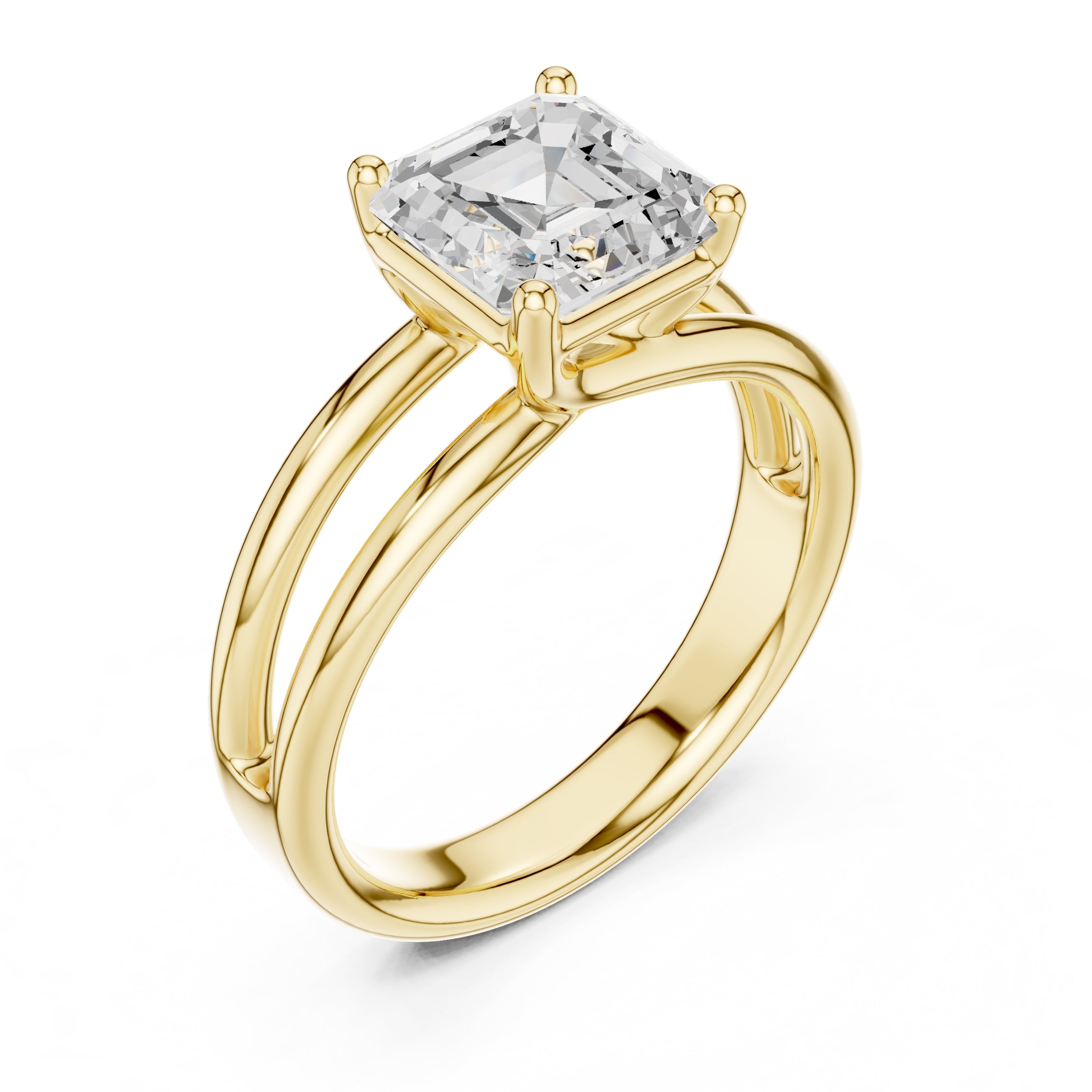 2.00 ct Floating Horizon Ring 2ct Yellow Gold Asscher