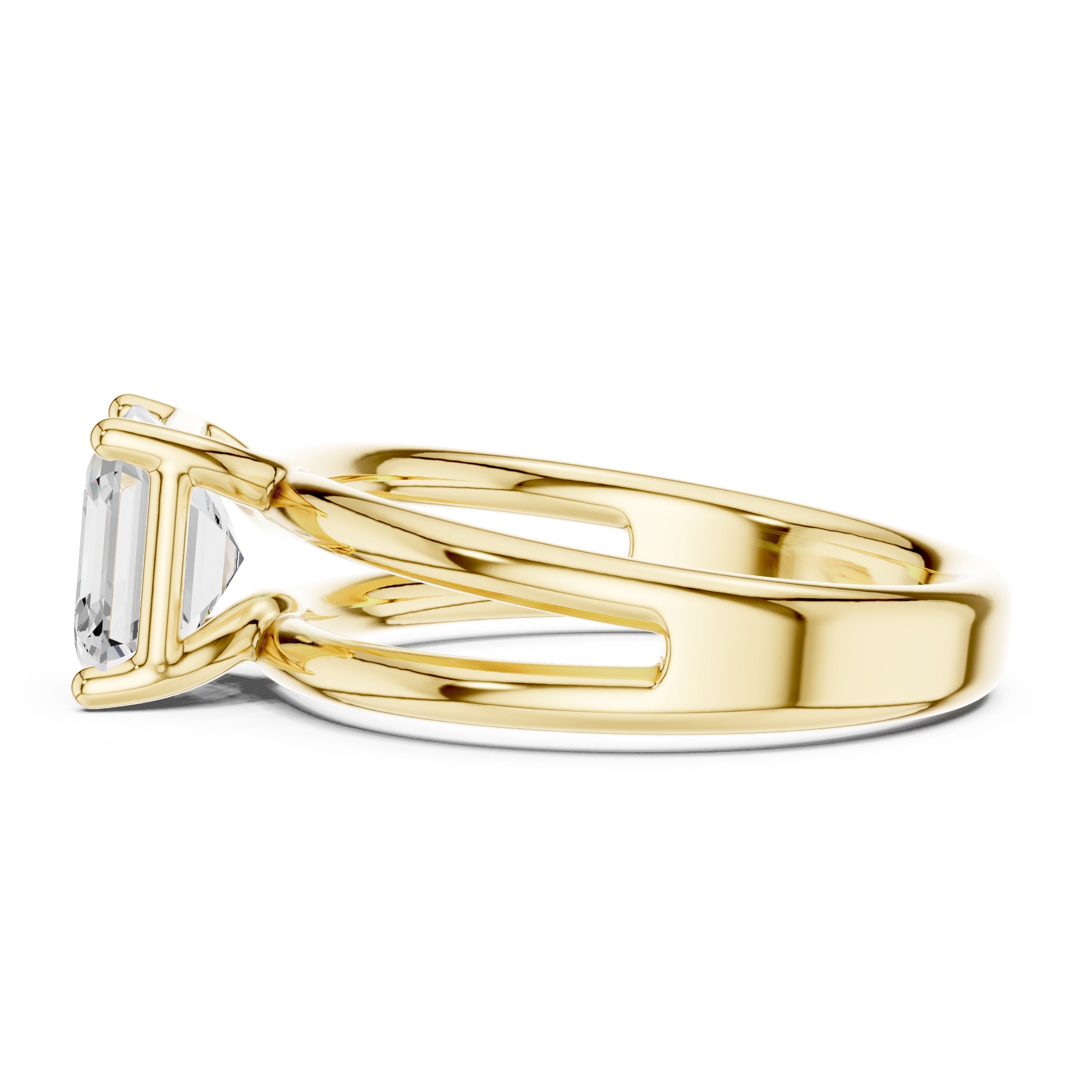 2.00 ct Floating Horizon Ring 2ct Yellow Gold Asscher