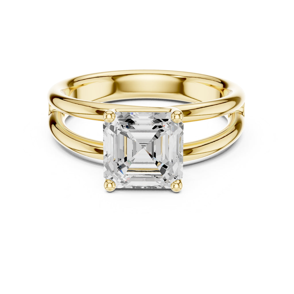 2.00 ct Floating Horizon Ring 2ct Yellow Gold Asscher