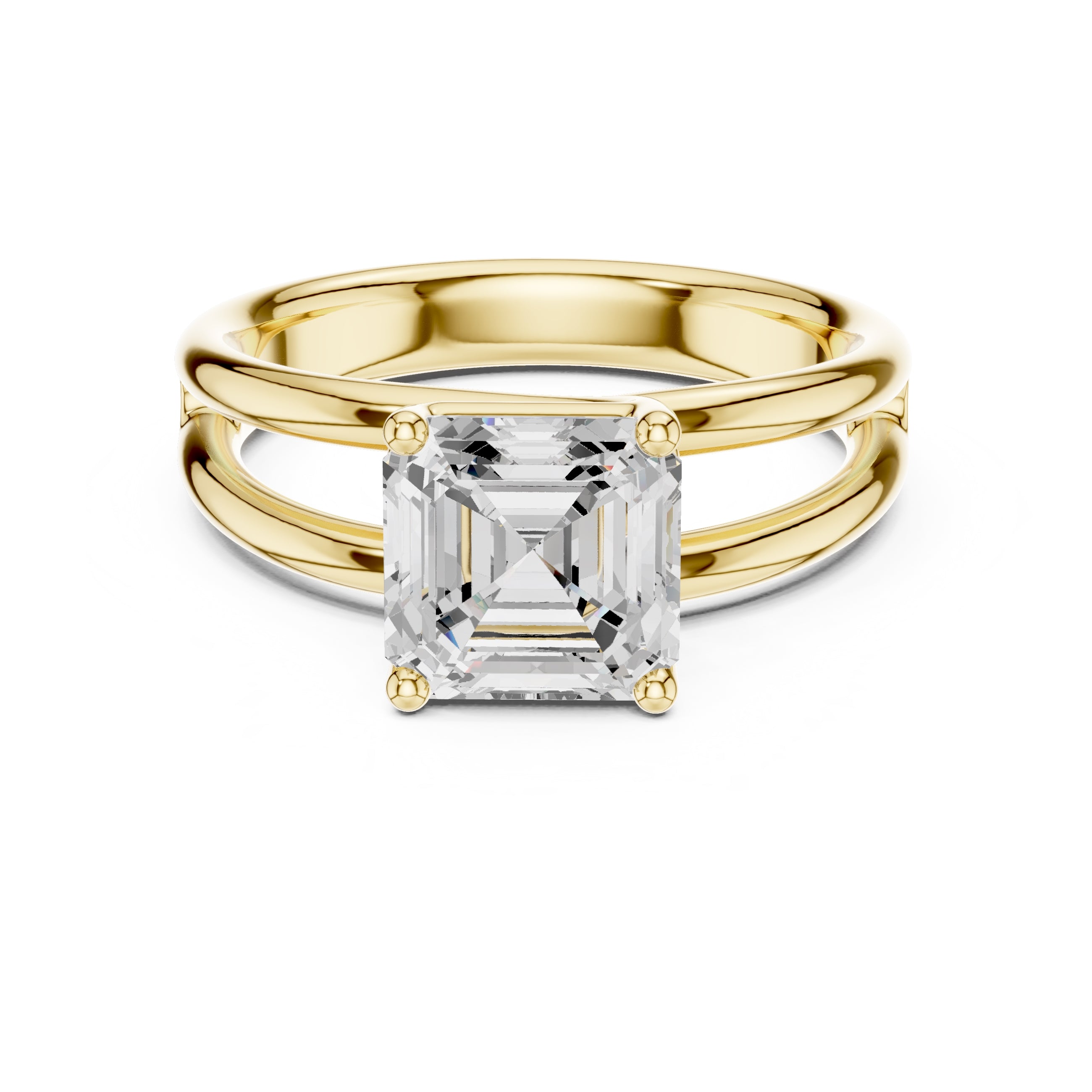 2.00 ct Floating Horizon Ring 2ct Yellow Gold Asscher