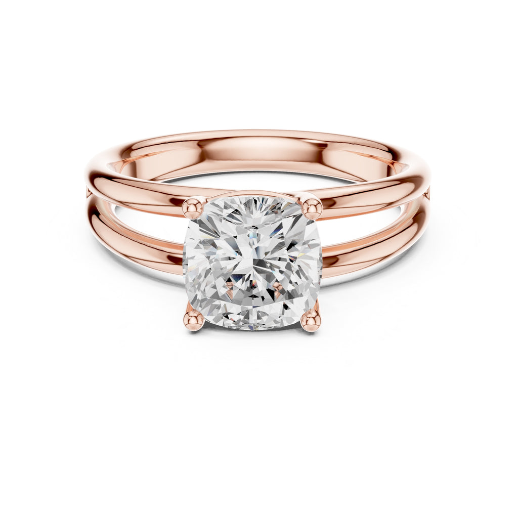 2.00 ct Floating Horizon Ring 2ct Rose Gold Cushion