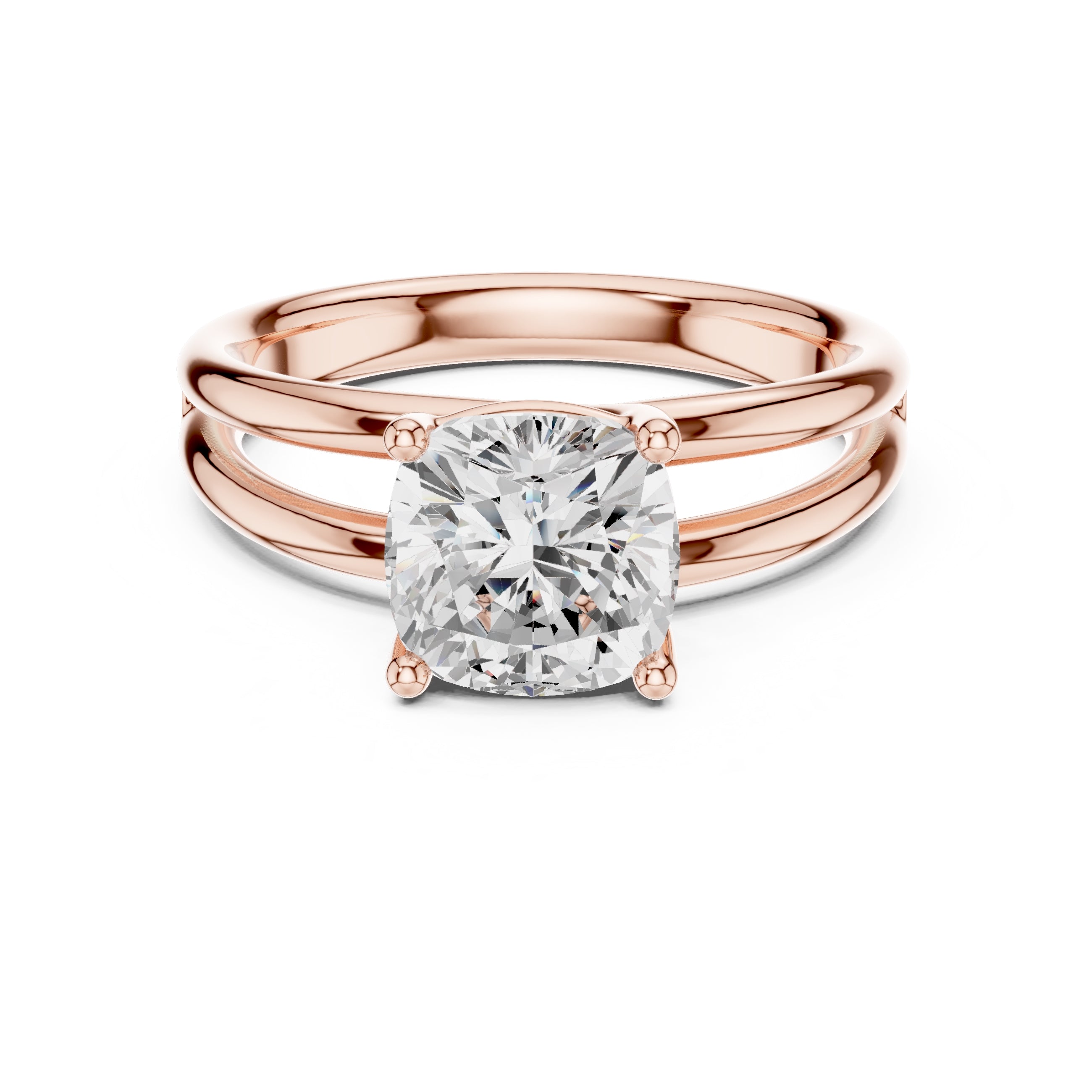 2.00 ct Floating Horizon Ring 2ct Rose Gold Cushion