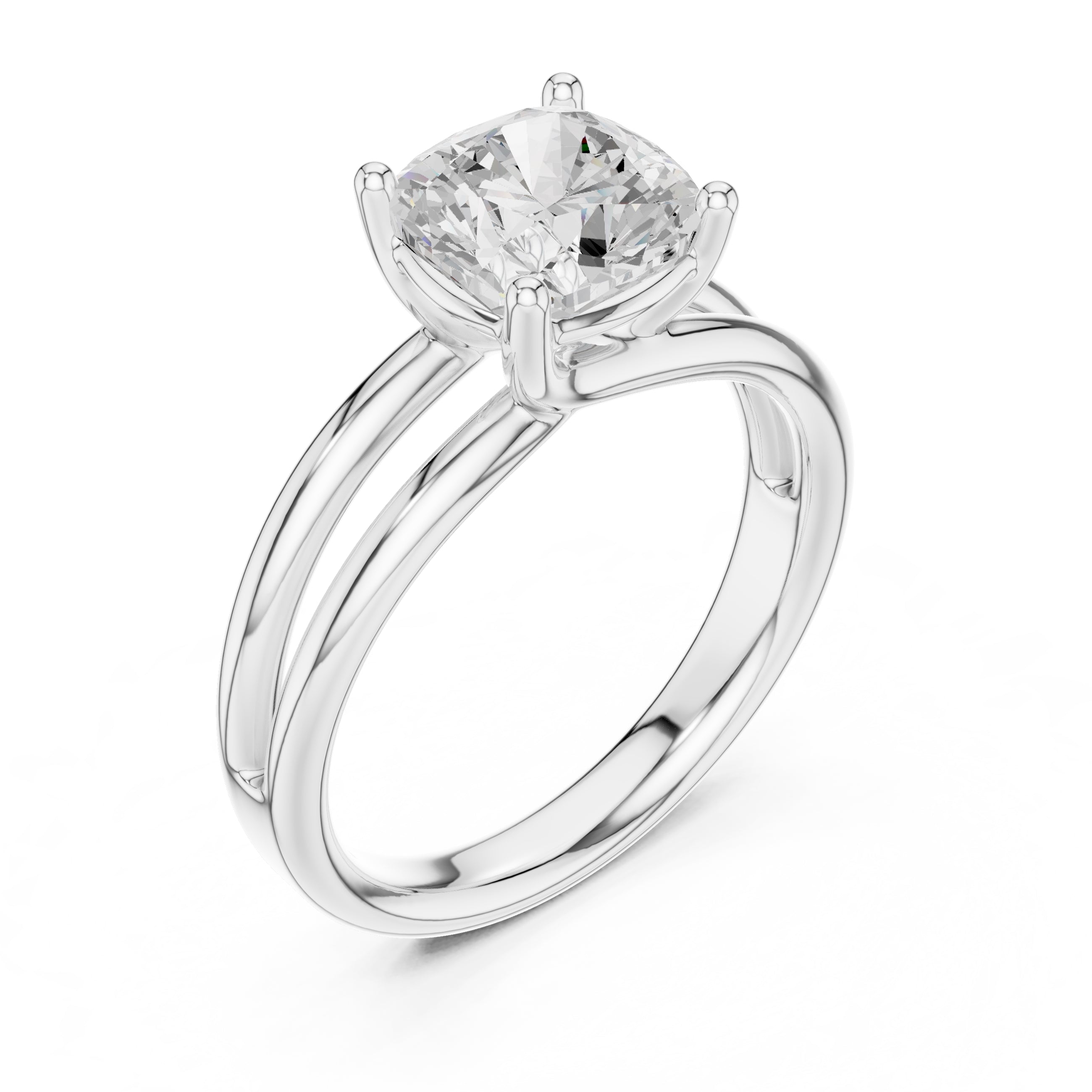 2.00 ct Floating Horizon Ring 2ct White Gold Cushion