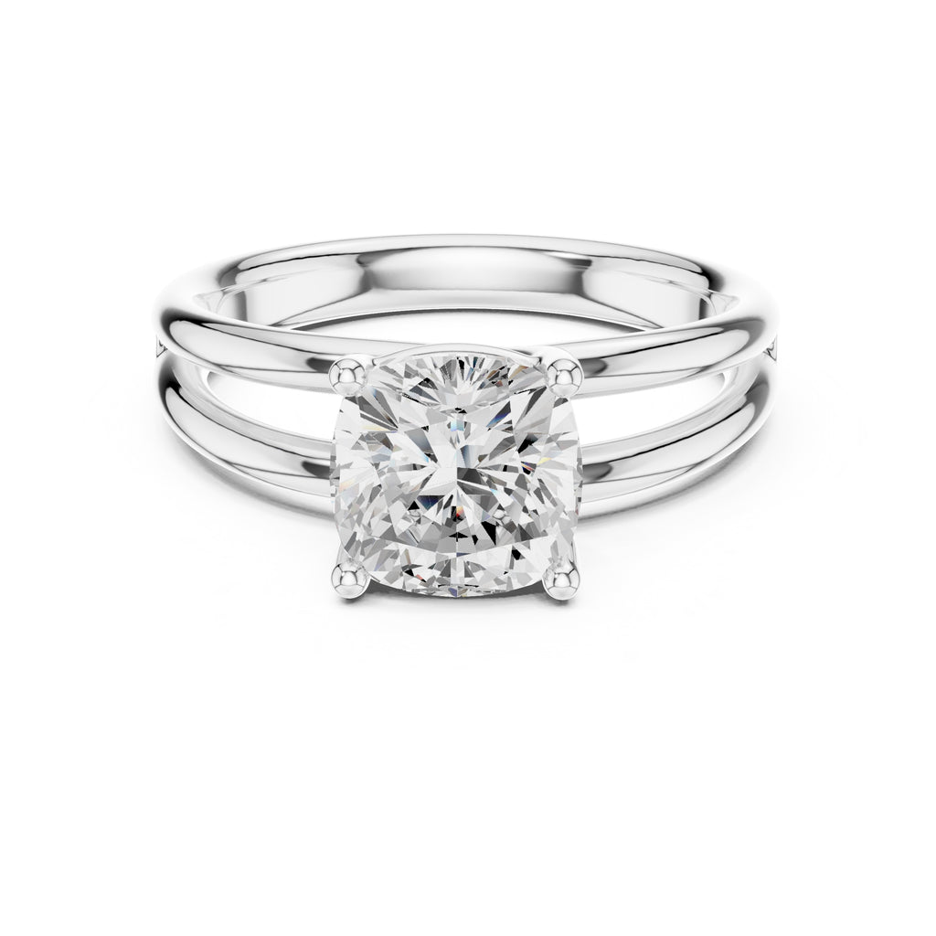 2.00 ct Floating Horizon Ring 2ct White Gold Cushion
