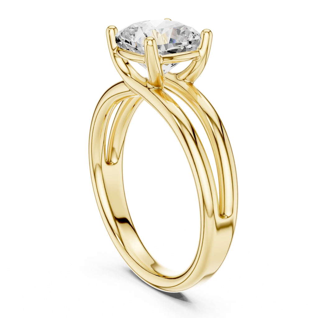 2.00 ct Floating Horizon Ring 2ct Yellow Gold Cushion