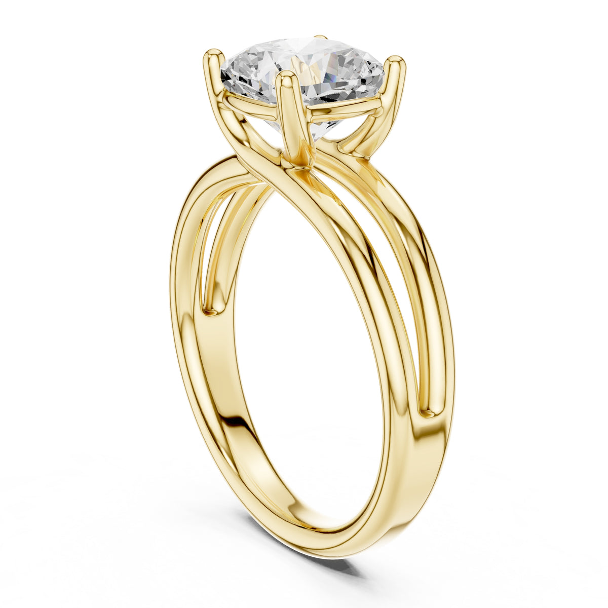 2.00 ct Floating Horizon Ring 2ct Yellow Gold Cushion