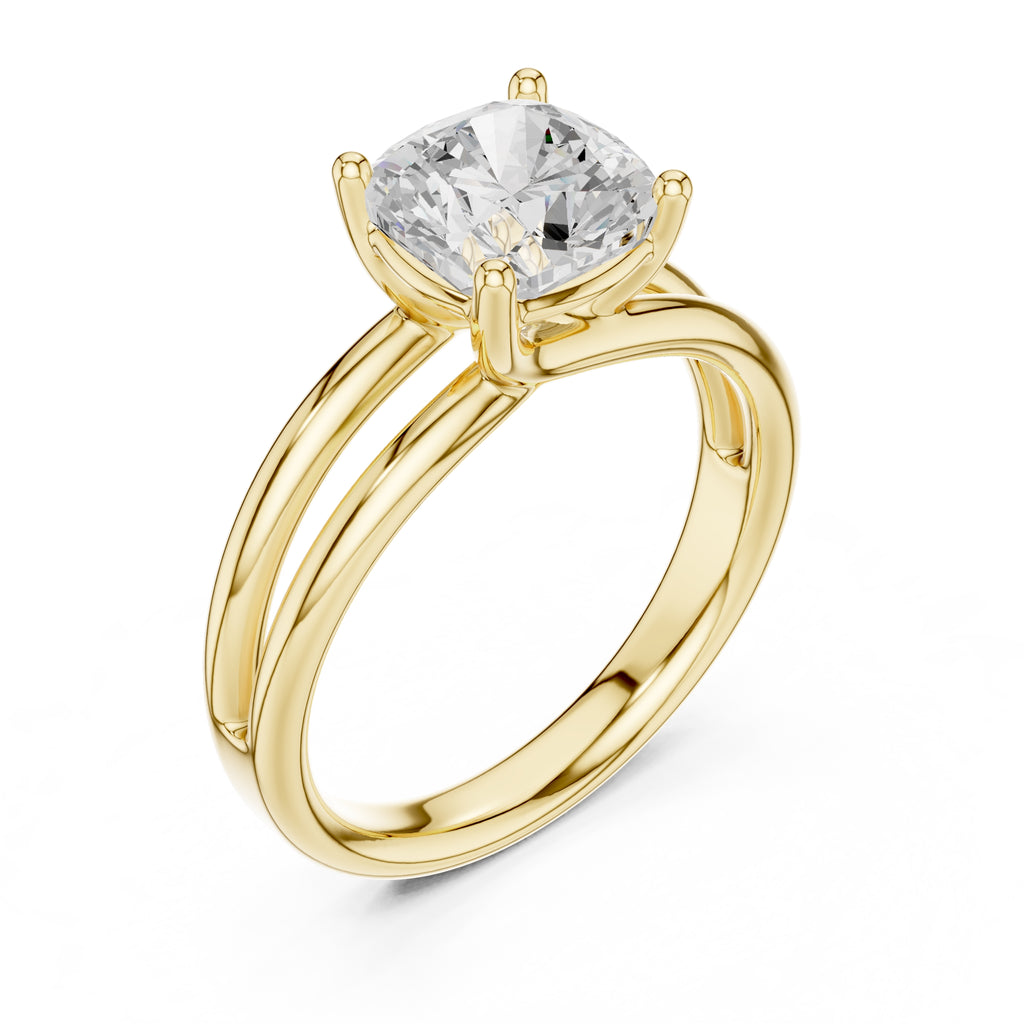2.00 ct Floating Horizon Ring 2ct Yellow Gold Cushion
