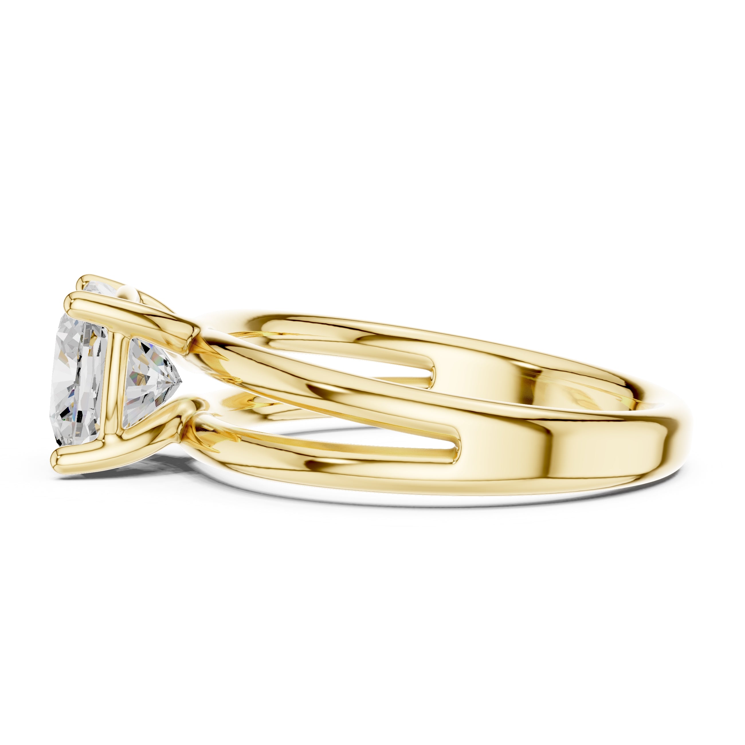 2.00 ct Floating Horizon Ring 2ct Yellow Gold Cushion